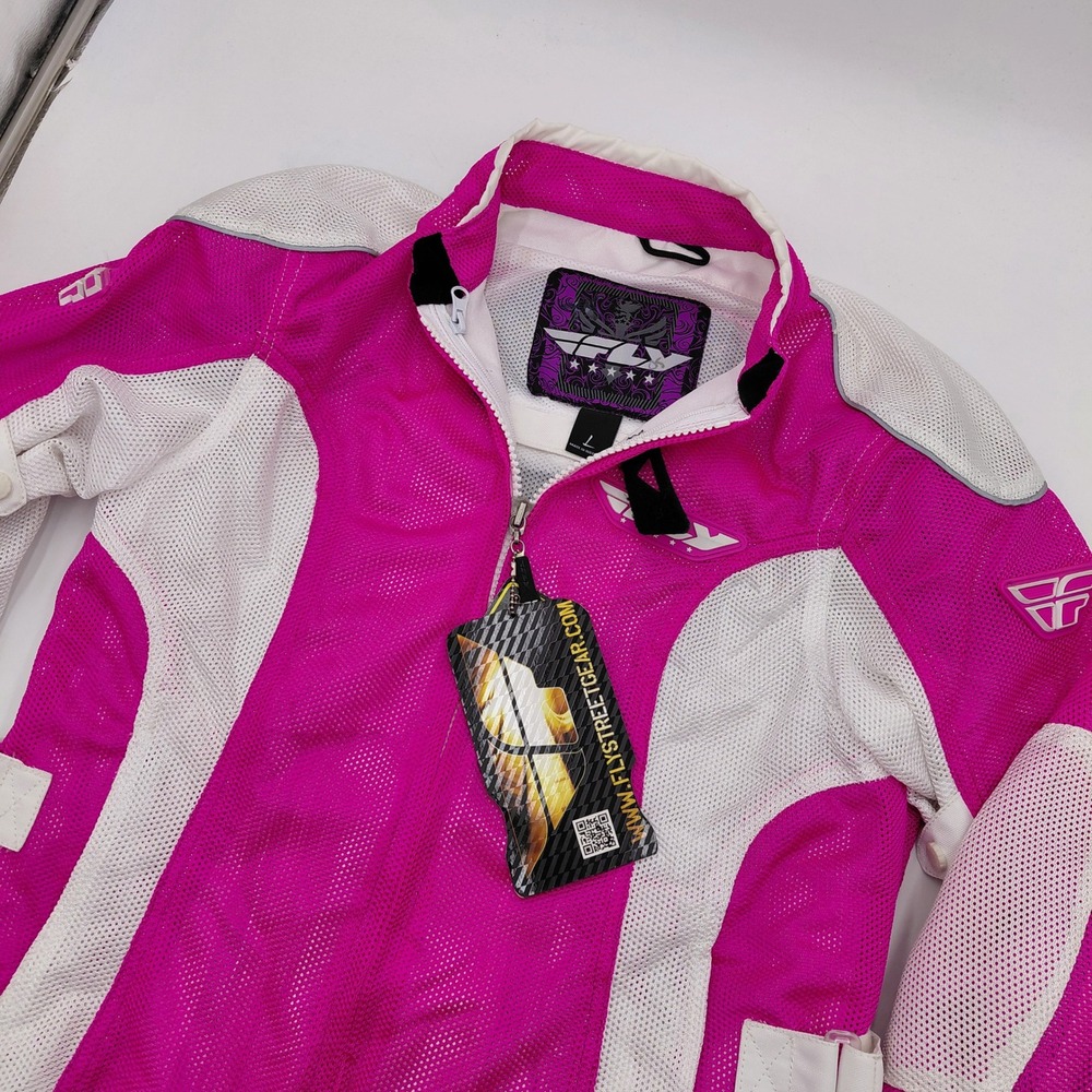 Fly Racing Coolpro Mesh Jacket Pink White Womens L NWT Motorcycle Armor Moto